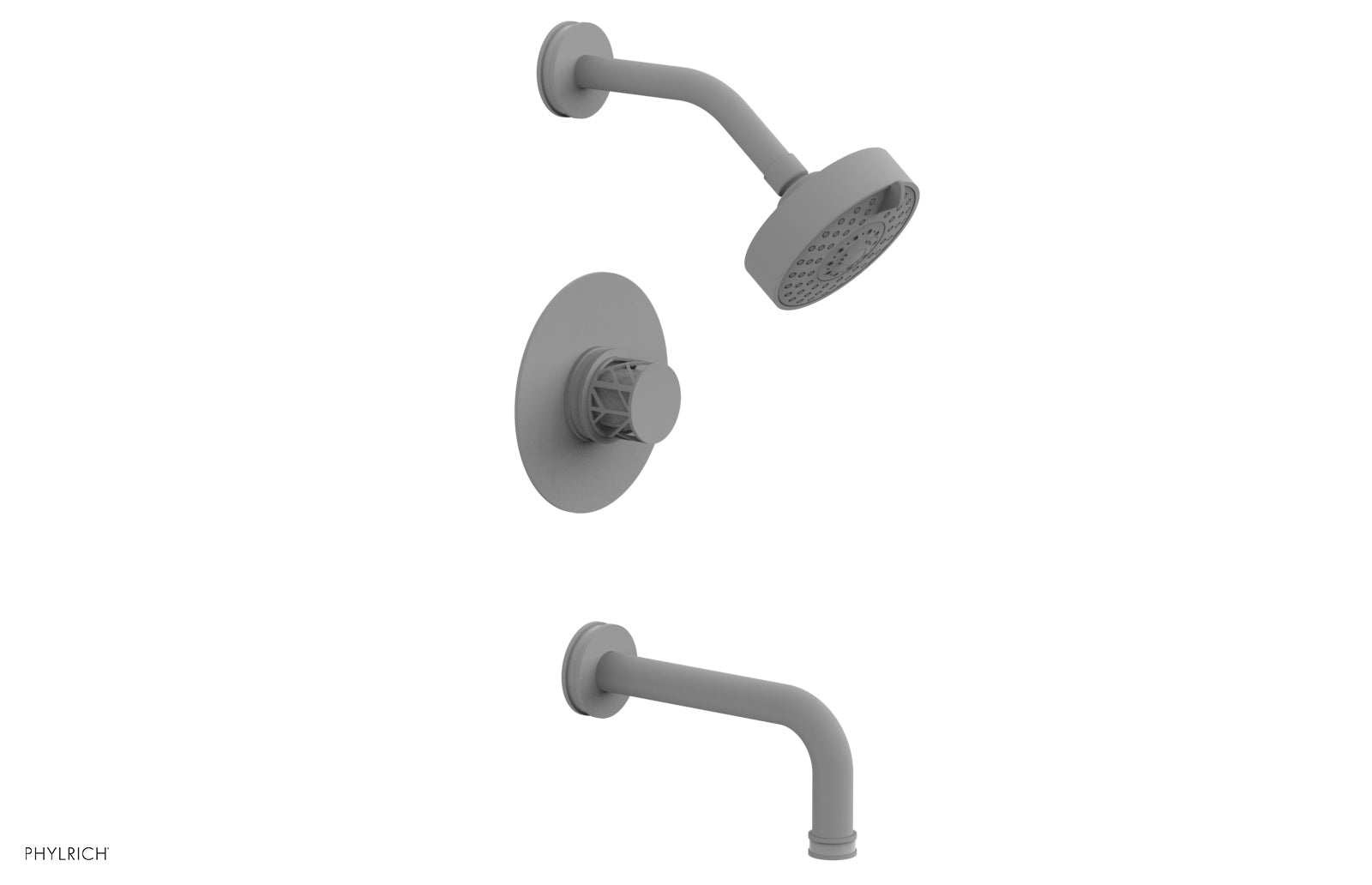 Phylrich JOLIE Pressure Balance Tub and Shower Set - Round Handle wth "White" Accents