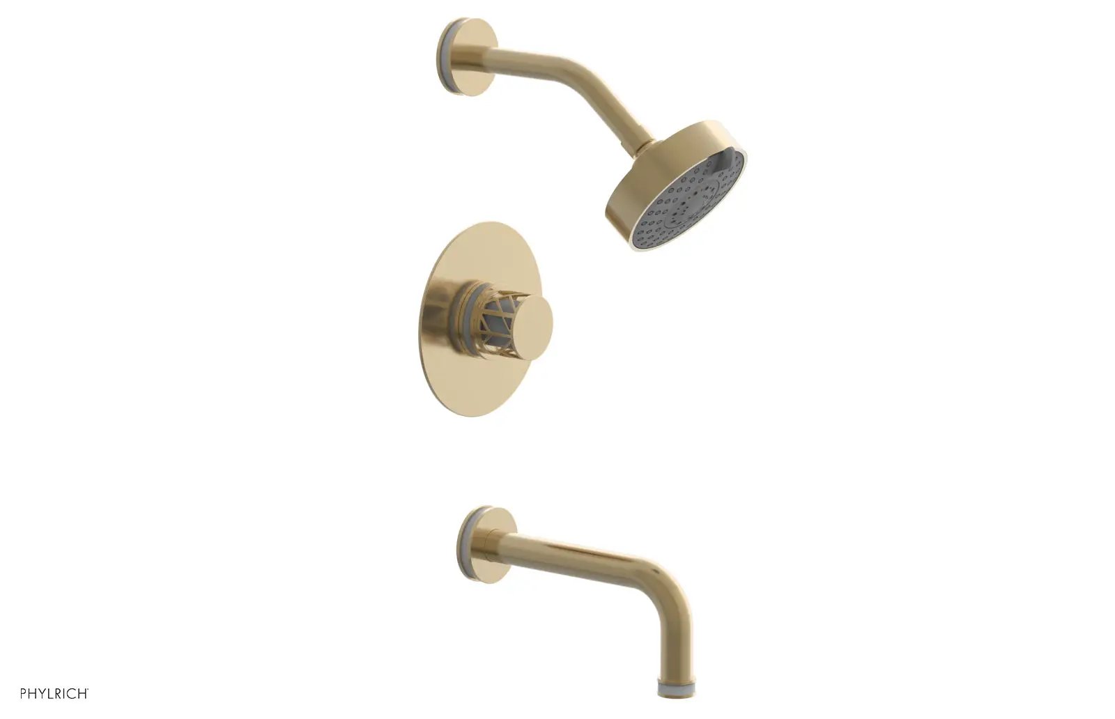 Phylrich JOLIE Pressure Balance Tub and Shower Set - Round Handle wth "White" Accents by Phylrich