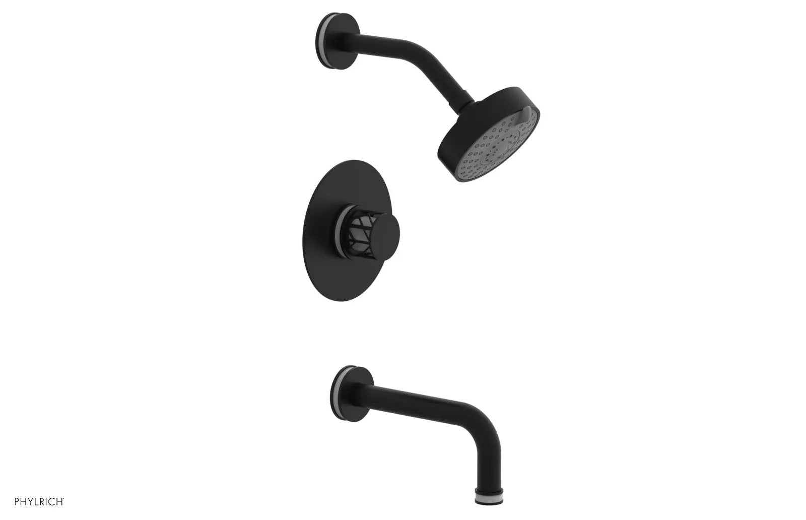 Phylrich JOLIE Pressure Balance Tub and Shower Set - Round Handle wth "White" Accents by Phylrich