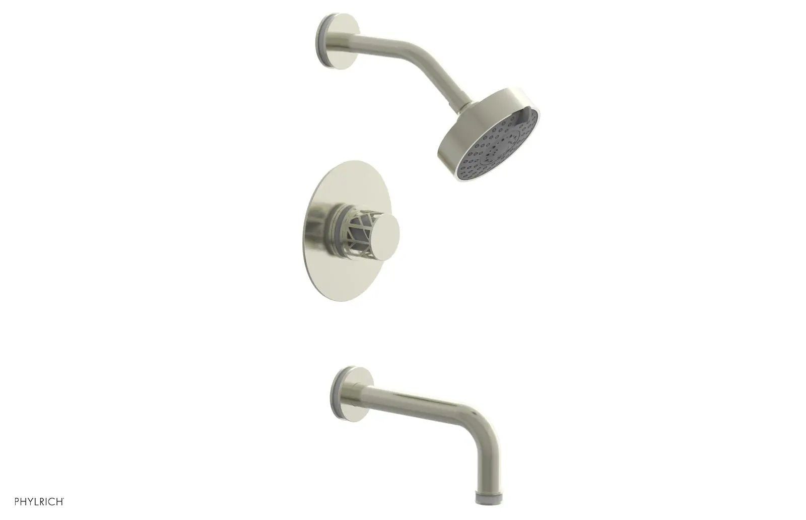 Phylrich JOLIE Pressure Balance Tub and Shower Set - Round Handle wth "White" Accents by Phylrich