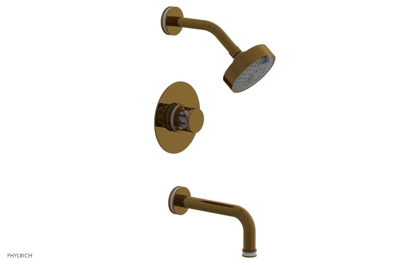 Phylrich JOLIE Pressure Balance Tub and Shower Set - Round Handle wth "White" Accents by Phylrich