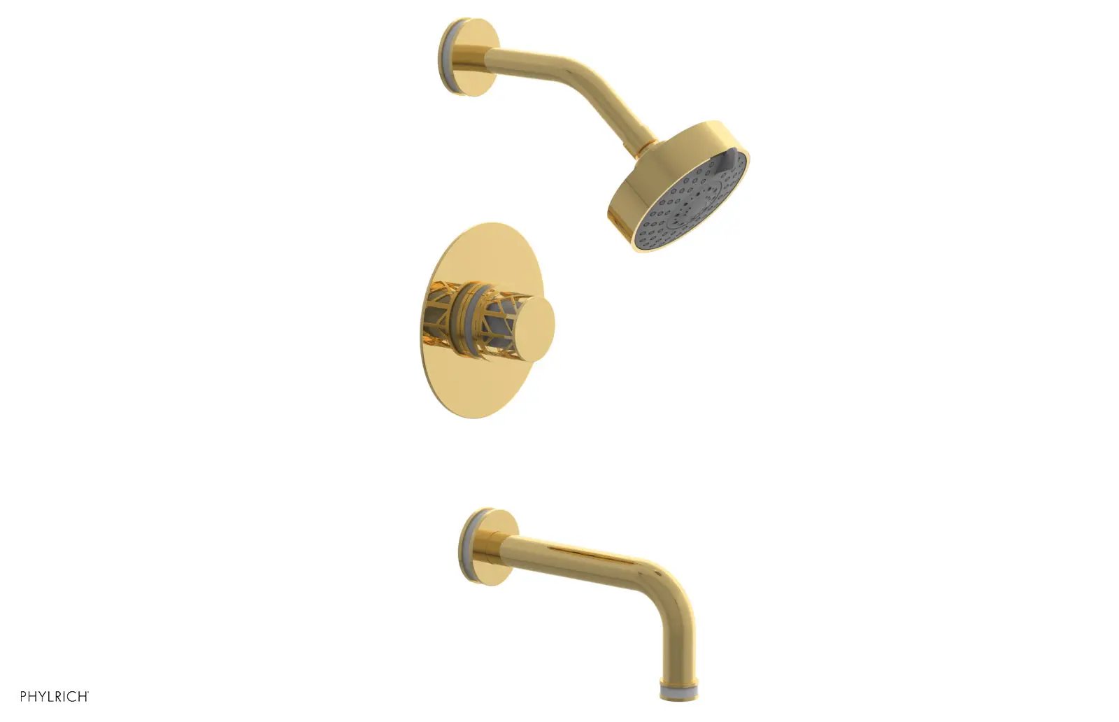 Phylrich JOLIE Pressure Balance Tub and Shower Set - Round Handle wth "White" Accents by Phylrich