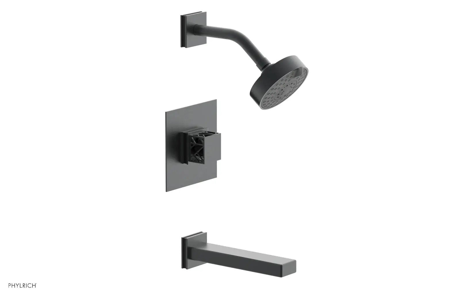 Phylrich JOLIE Pressure Balance Tub and Shower Set - Square Handle wth "Black" Accents by Phylrich