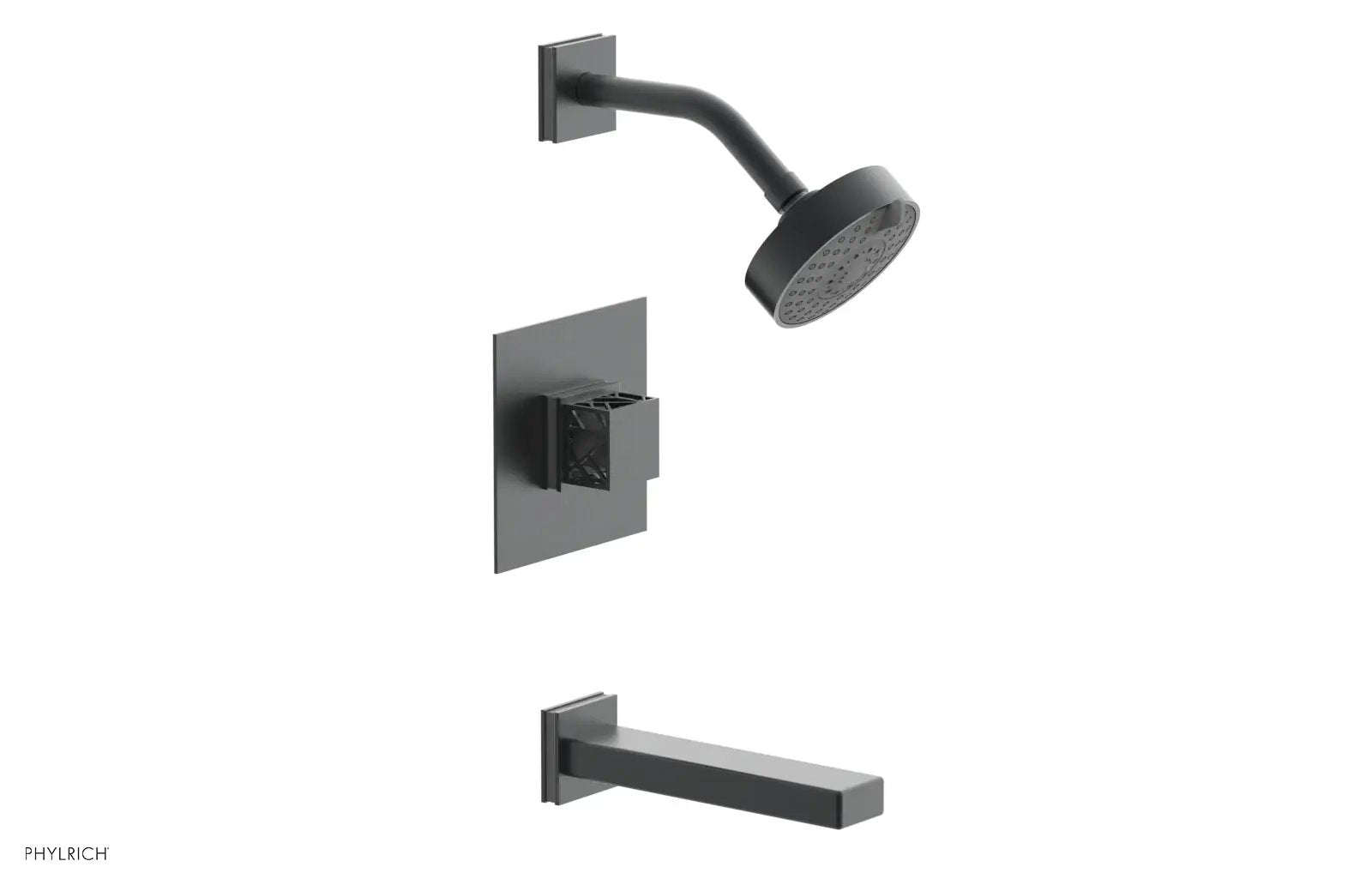 Phylrich JOLIE Pressure Balance Tub and Shower Set - Square Handle wth "Grey" Accents by Phylrich