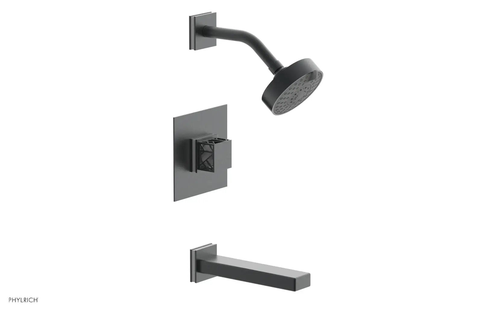 Phylrich JOLIE Pressure Balance Tub and Shower Set - Square Handle wth "White" Accents by Phylrich