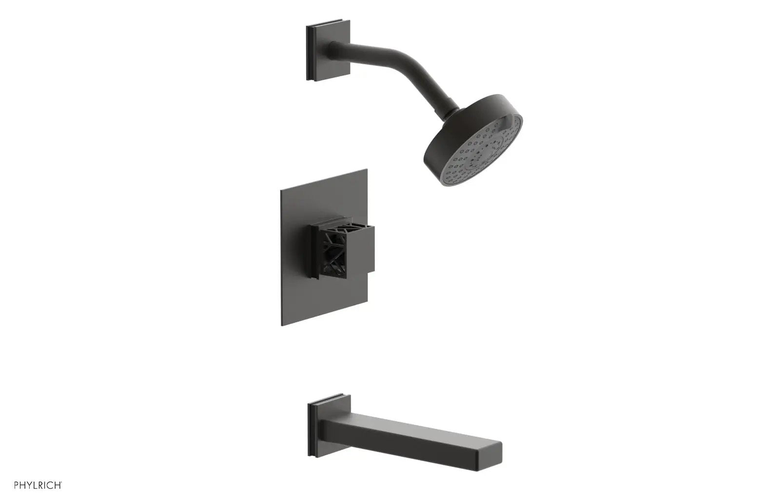 Phylrich JOLIE Pressure Balance Tub and Shower Set - Square Handle wth "Black" Accents by Phylrich