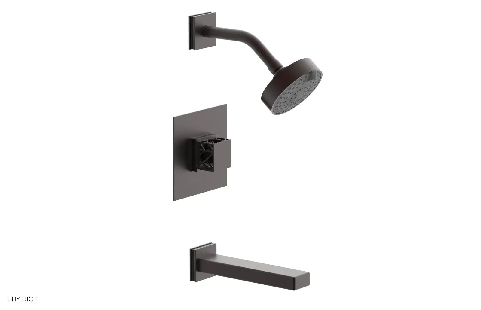 Phylrich JOLIE Pressure Balance Tub and Shower Set - Square Handle wth "Black" Accents by Phylrich