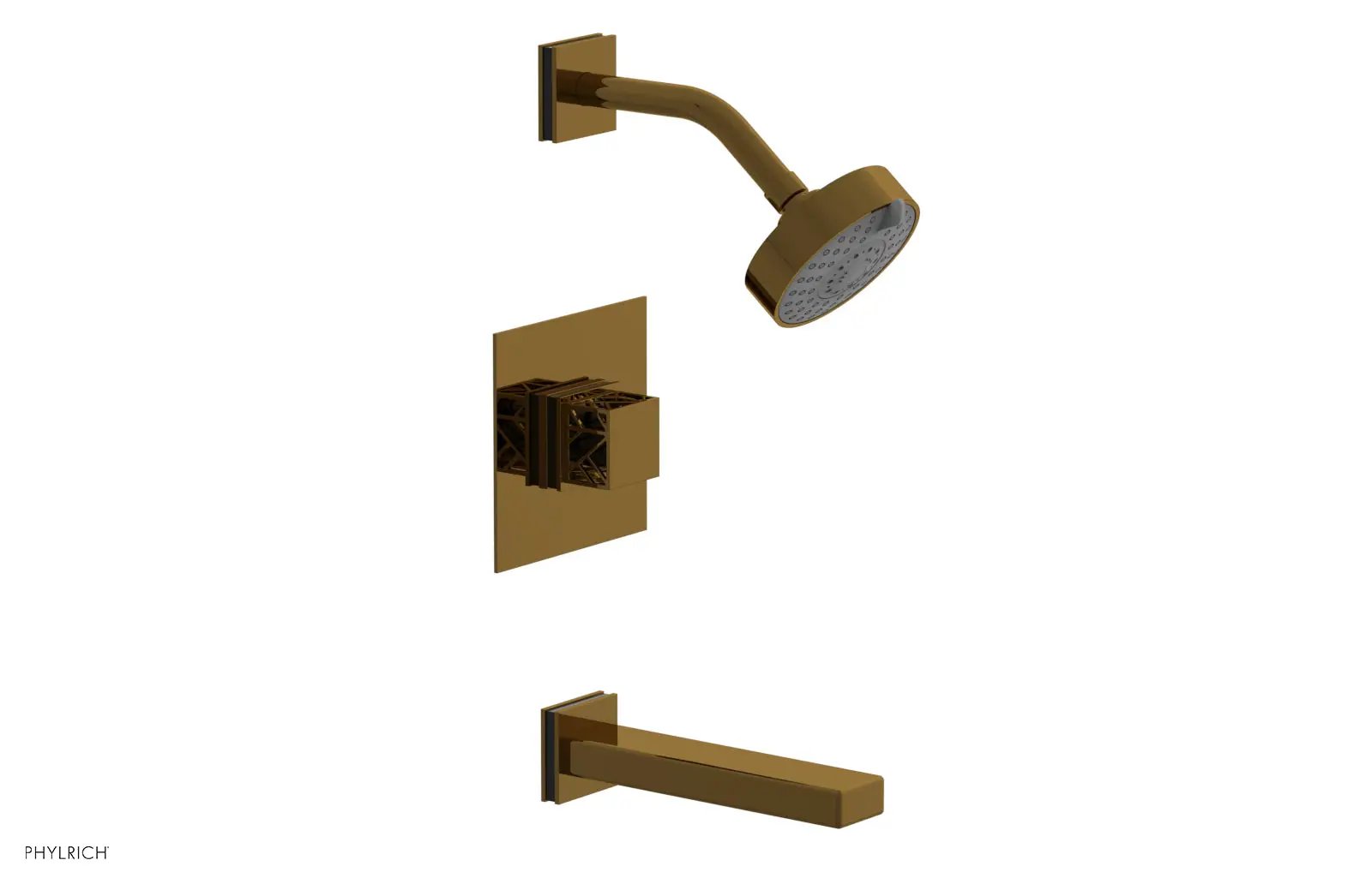 Phylrich JOLIE Pressure Balance Tub and Shower Set - Square Handle wth "Black" Accents by Phylrich