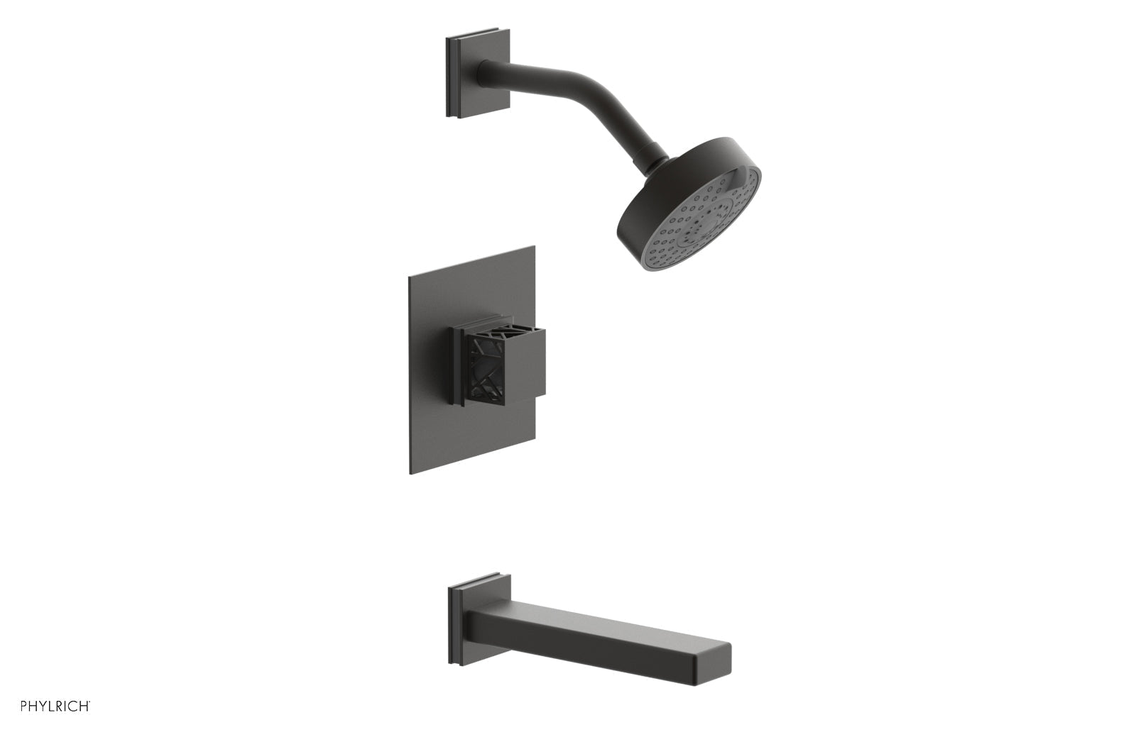 Phylrich JOLIE Pressure Balance Tub and Shower Set - Square Handle wth "Grey" Accents by Phylrich