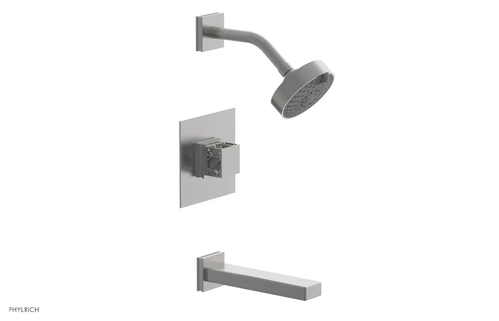 Phylrich JOLIE Pressure Balance Tub and Shower Set - Square Handle wth "White" Accents by Phylrich