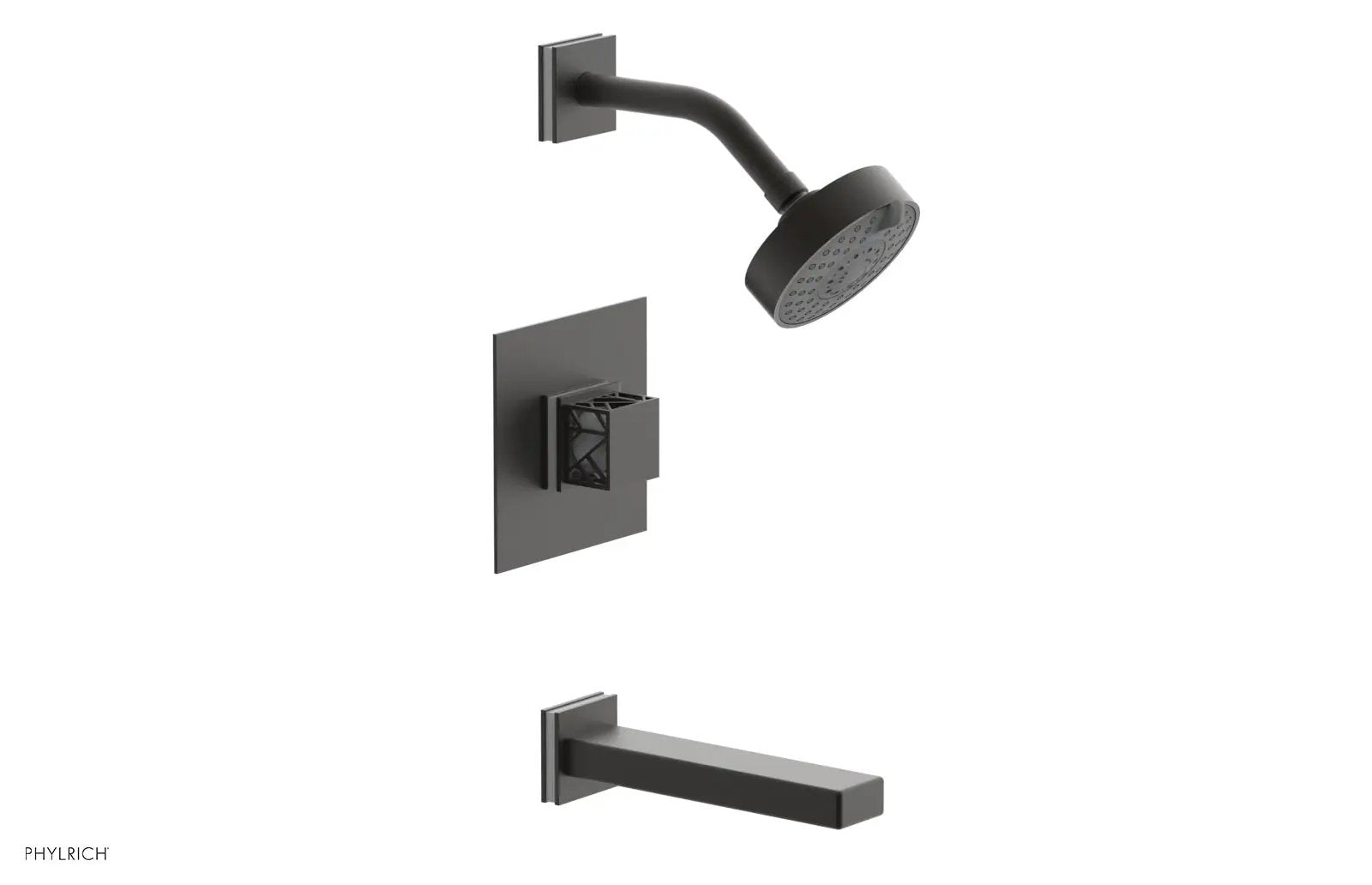 Phylrich JOLIE Pressure Balance Tub and Shower Set - Square Handle wth "White" Accents by Phylrich