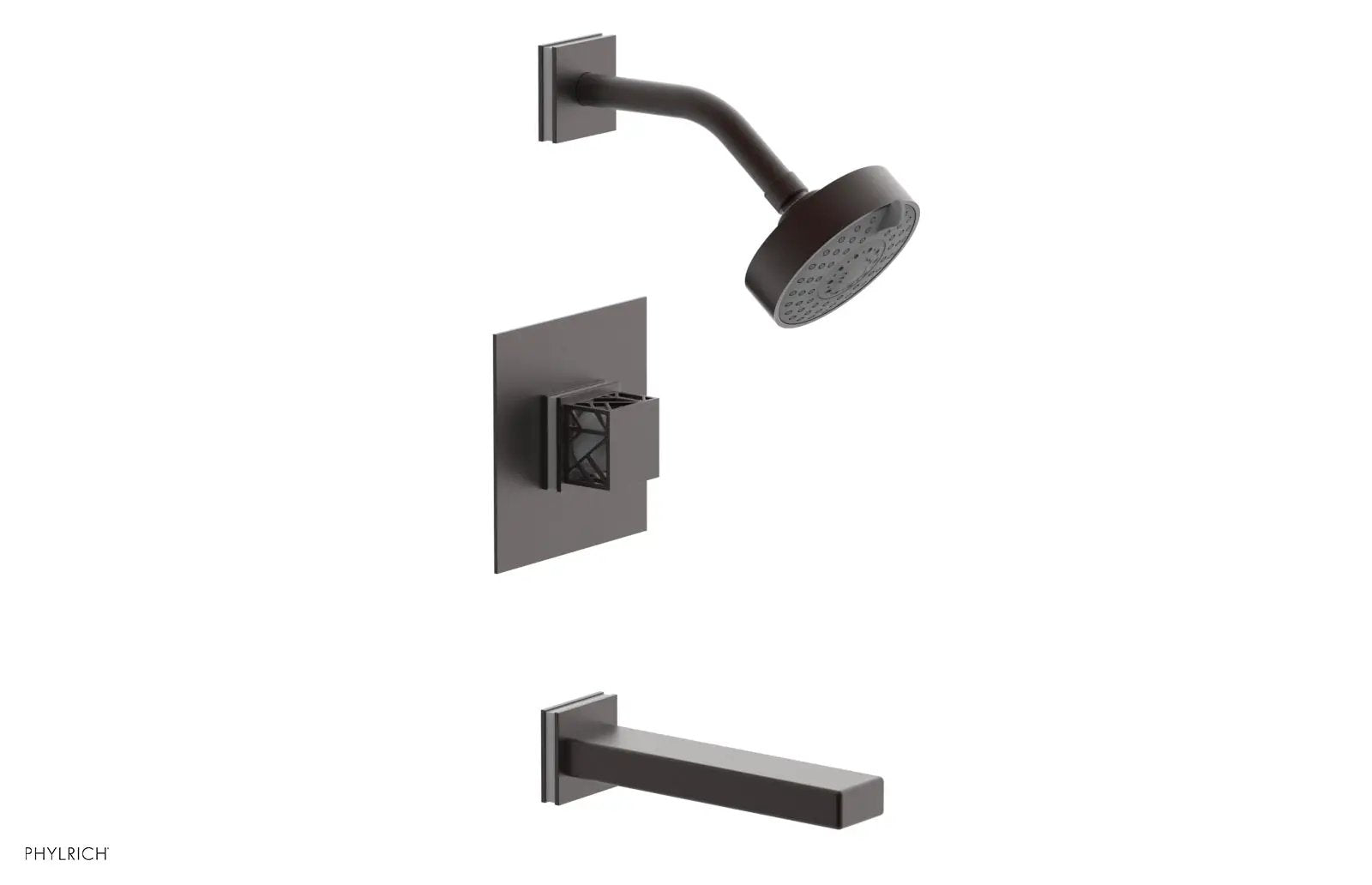 Phylrich JOLIE Pressure Balance Tub and Shower Set - Square Handle wth "White" Accents by Phylrich