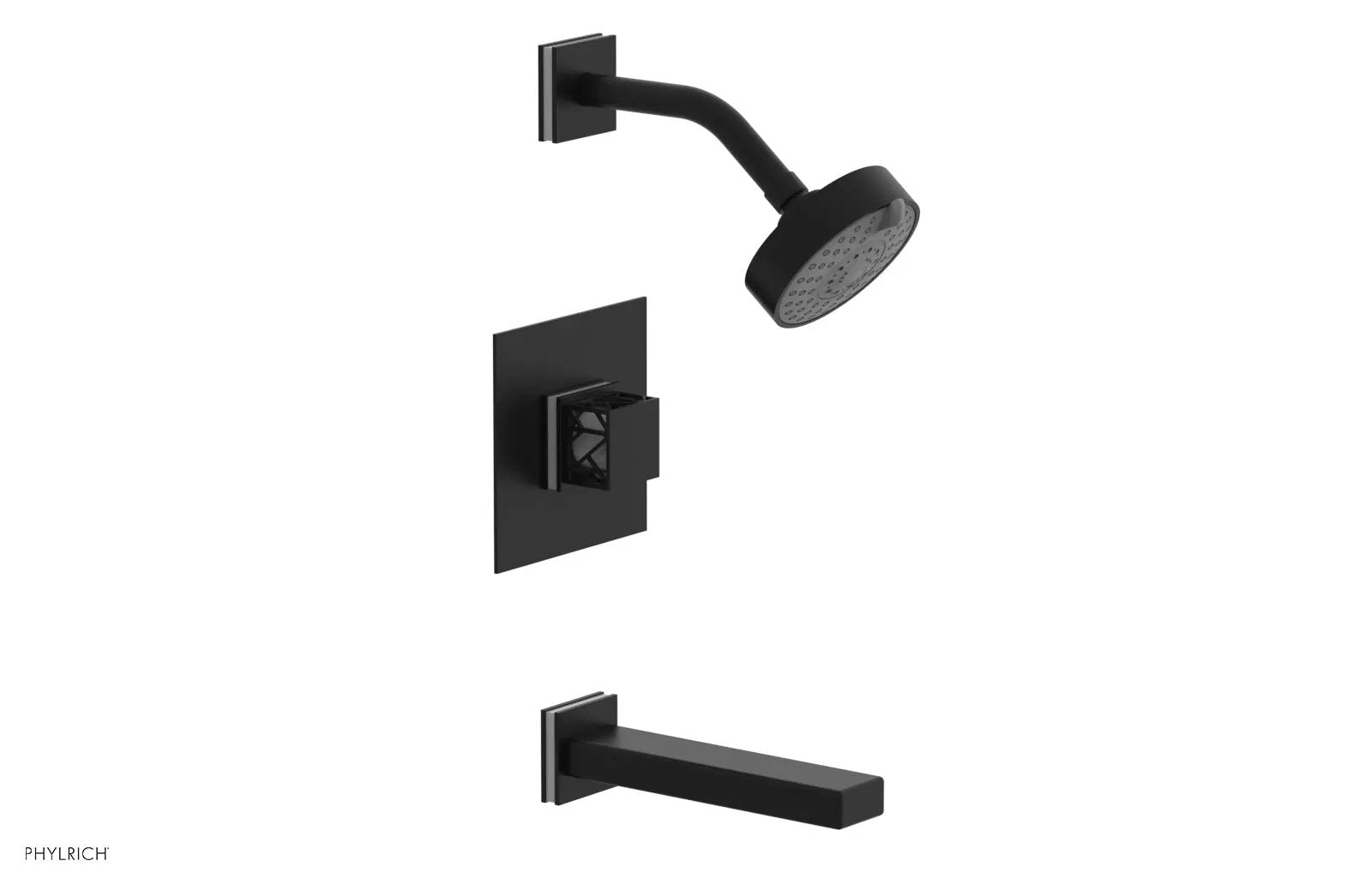 Phylrich JOLIE Pressure Balance Tub and Shower Set - Square Handle wth "White" Accents by Phylrich