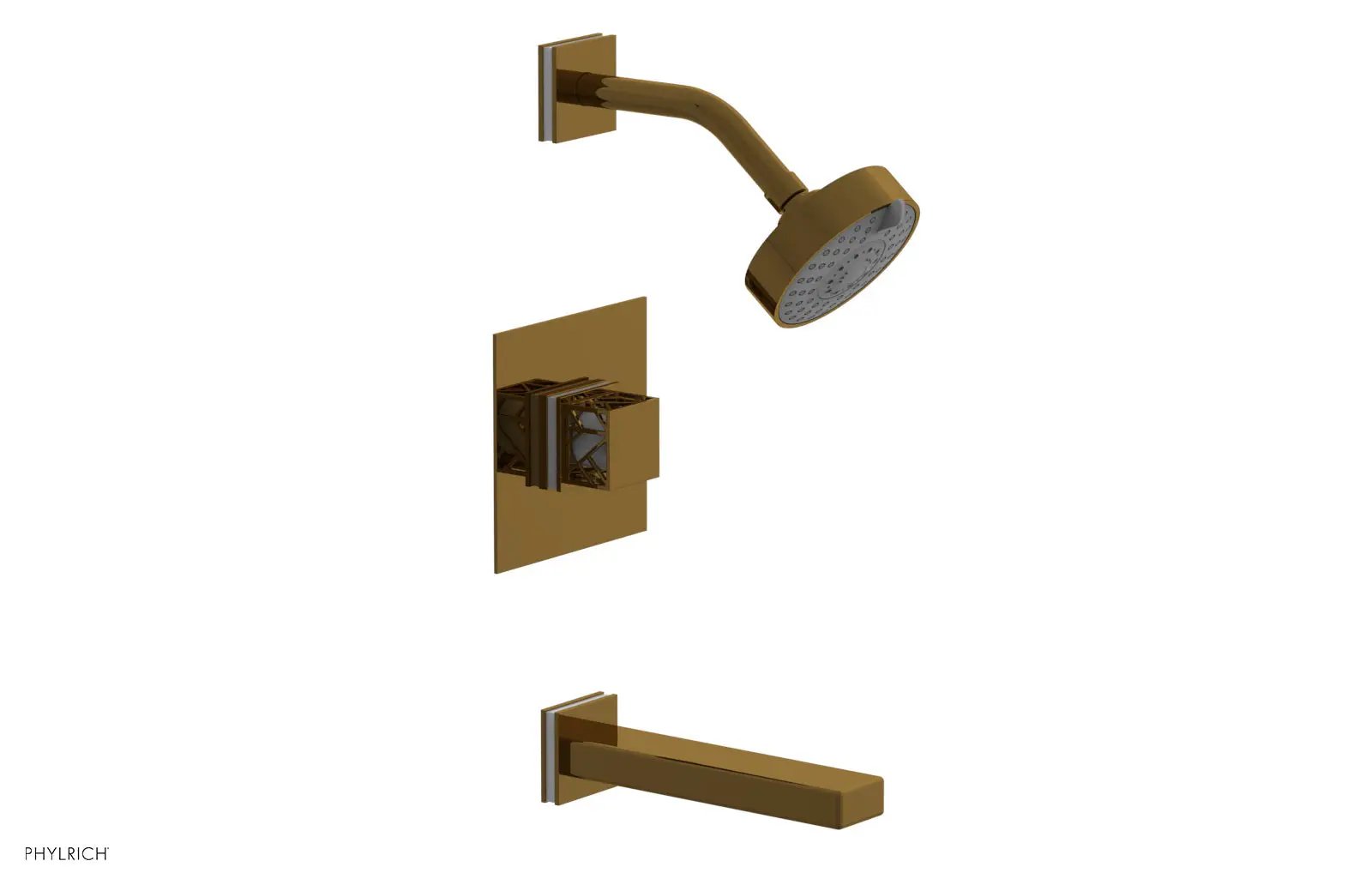 Phylrich JOLIE Pressure Balance Tub and Shower Set - Square Handle wth "White" Accents by Phylrich