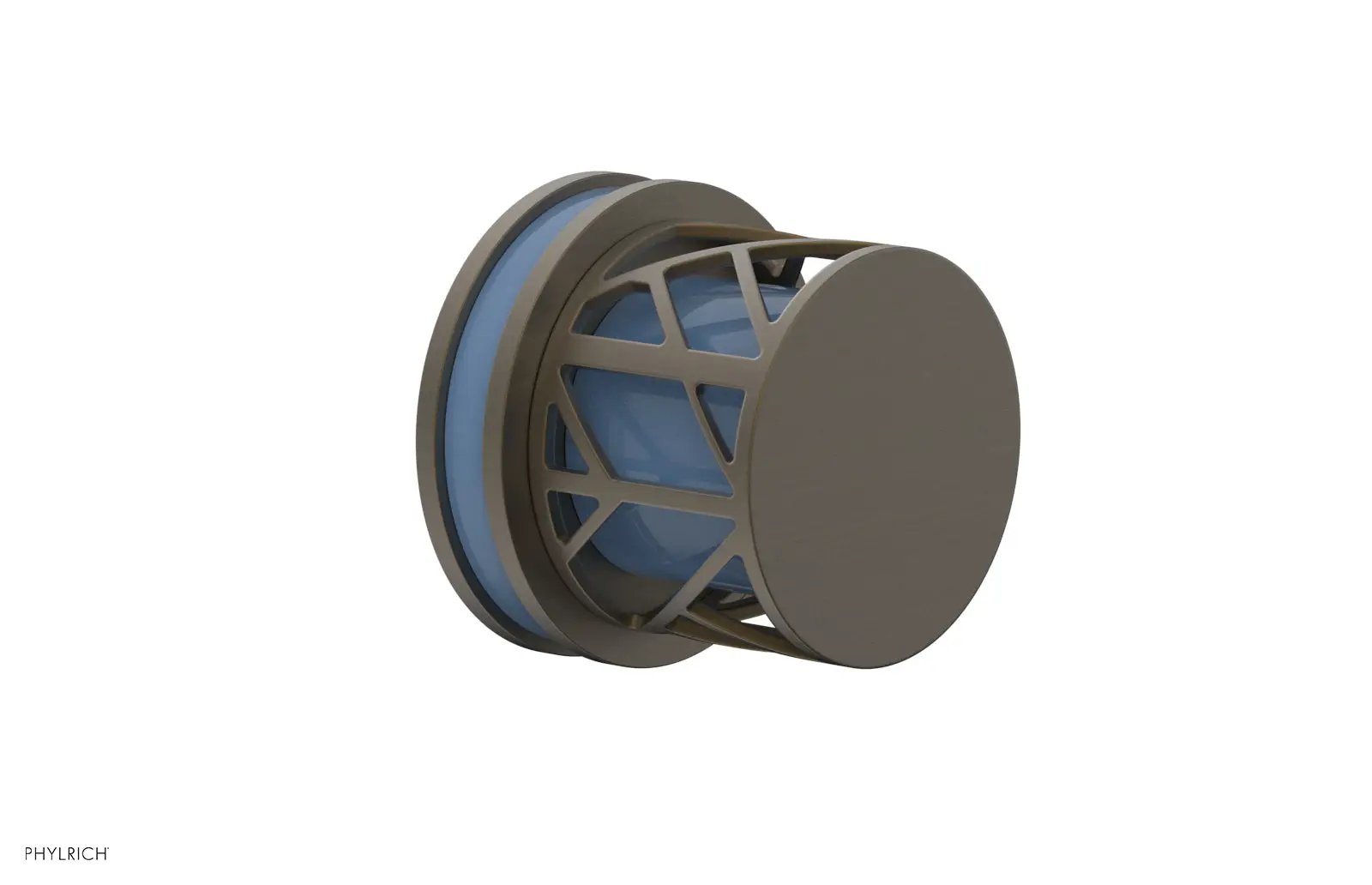 Phylrich JOLIE Volume Control/Diverter Trim - Round Handle with "Light Blue" Accents by Phylrich
