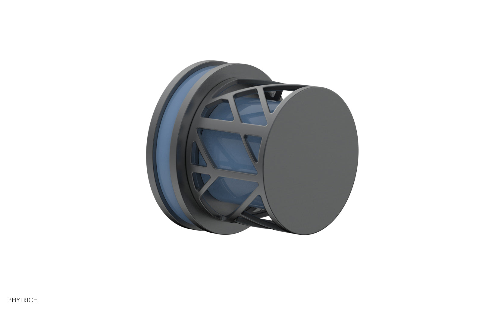 Phylrich JOLIE Volume Control/Diverter Trim - Round Handle with "Light Blue" Accents