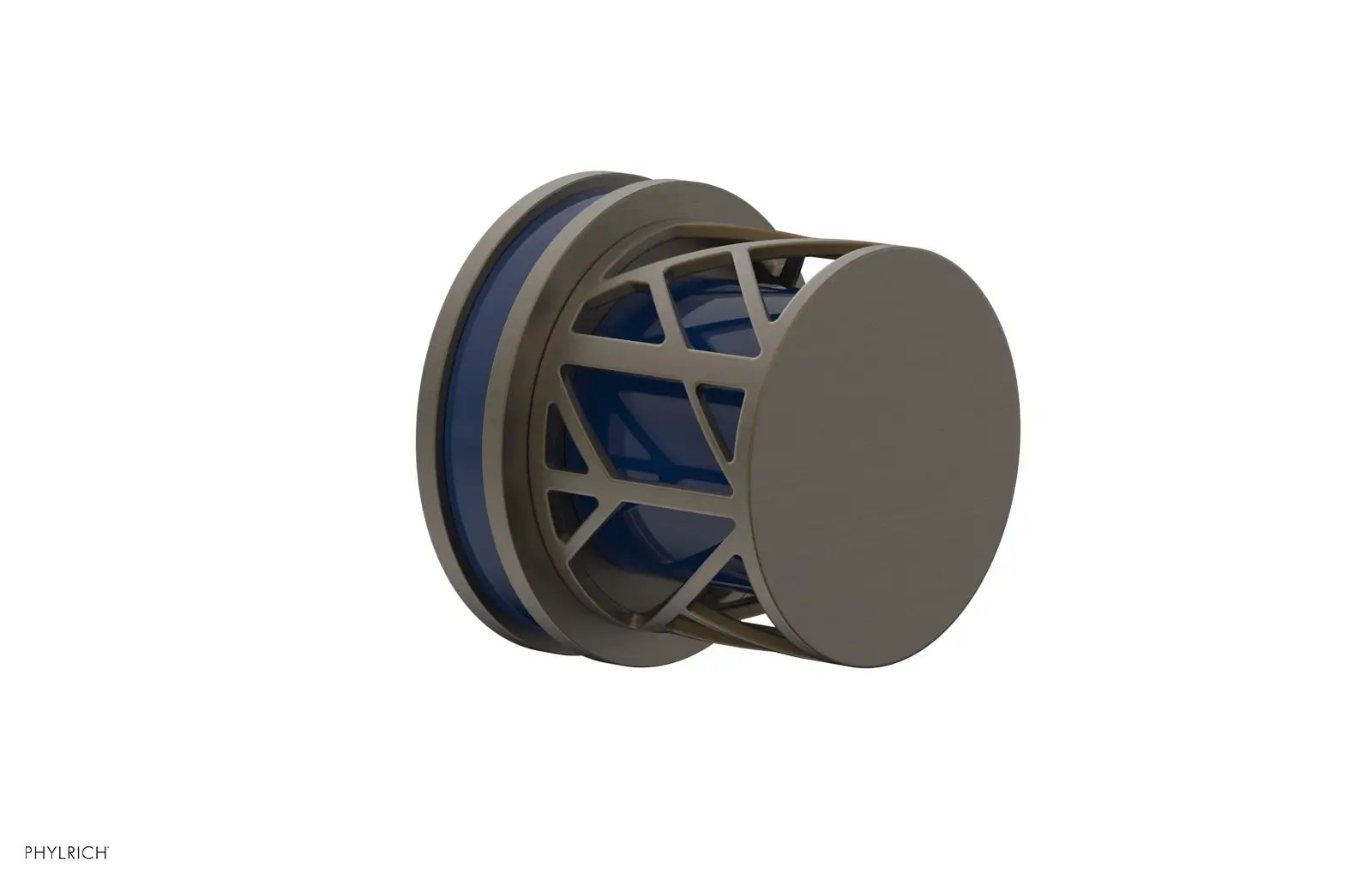 Phylrich JOLIE Volume Control/Diverter Trim - Round Handle with "Navy Blue" Accents by Phylrich