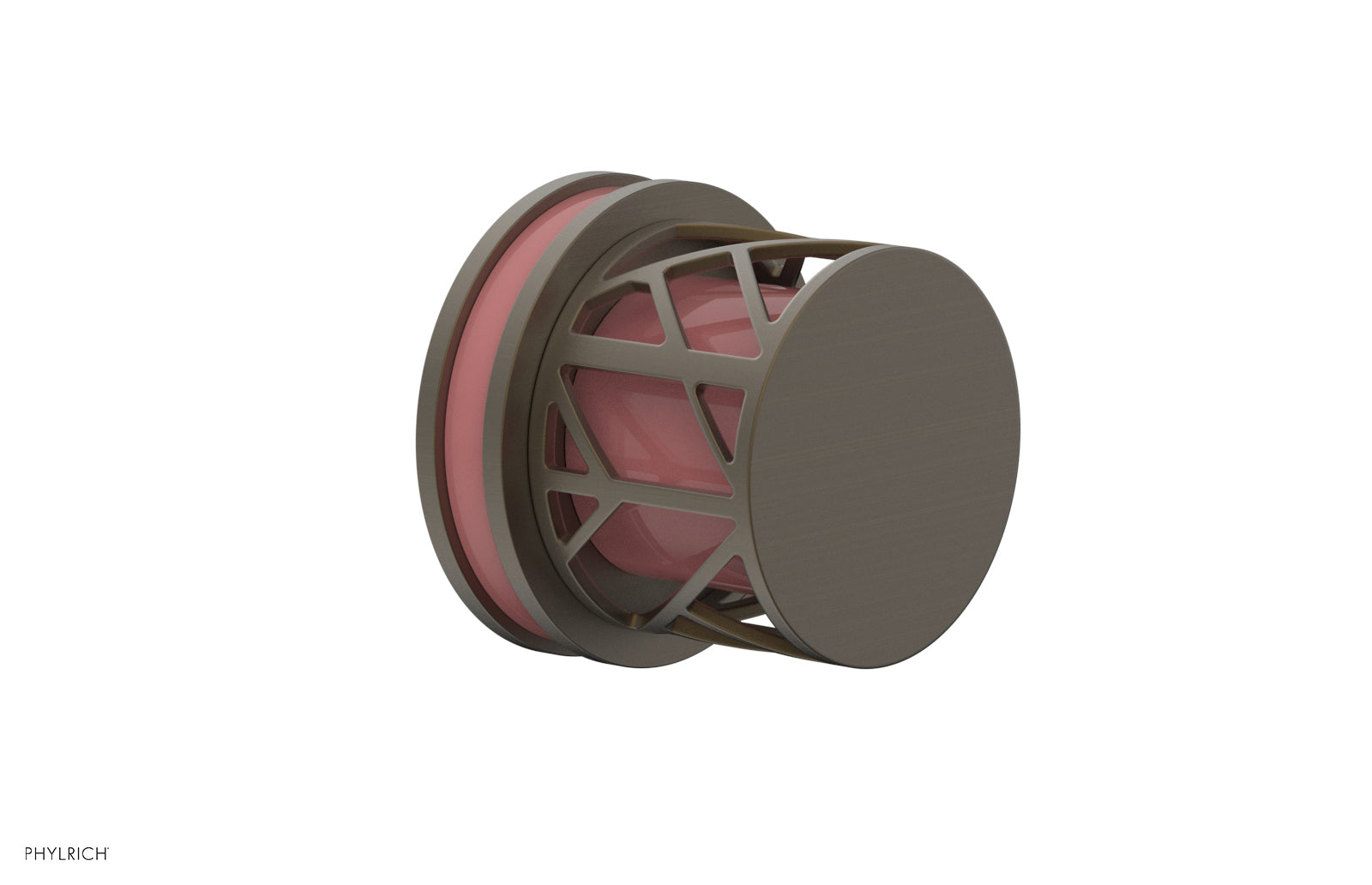 Phylrich JOLIE Volume Control/Diverter Trim - Round Handle with "Pink" Accents