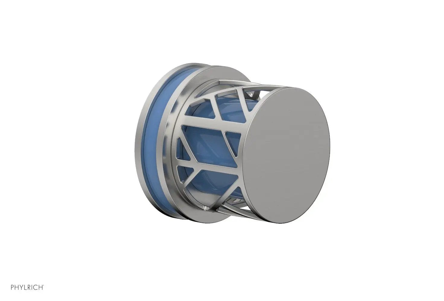Phylrich JOLIE Volume Control/Diverter Trim - Round Handle with "Light Blue" Accents by Phylrich