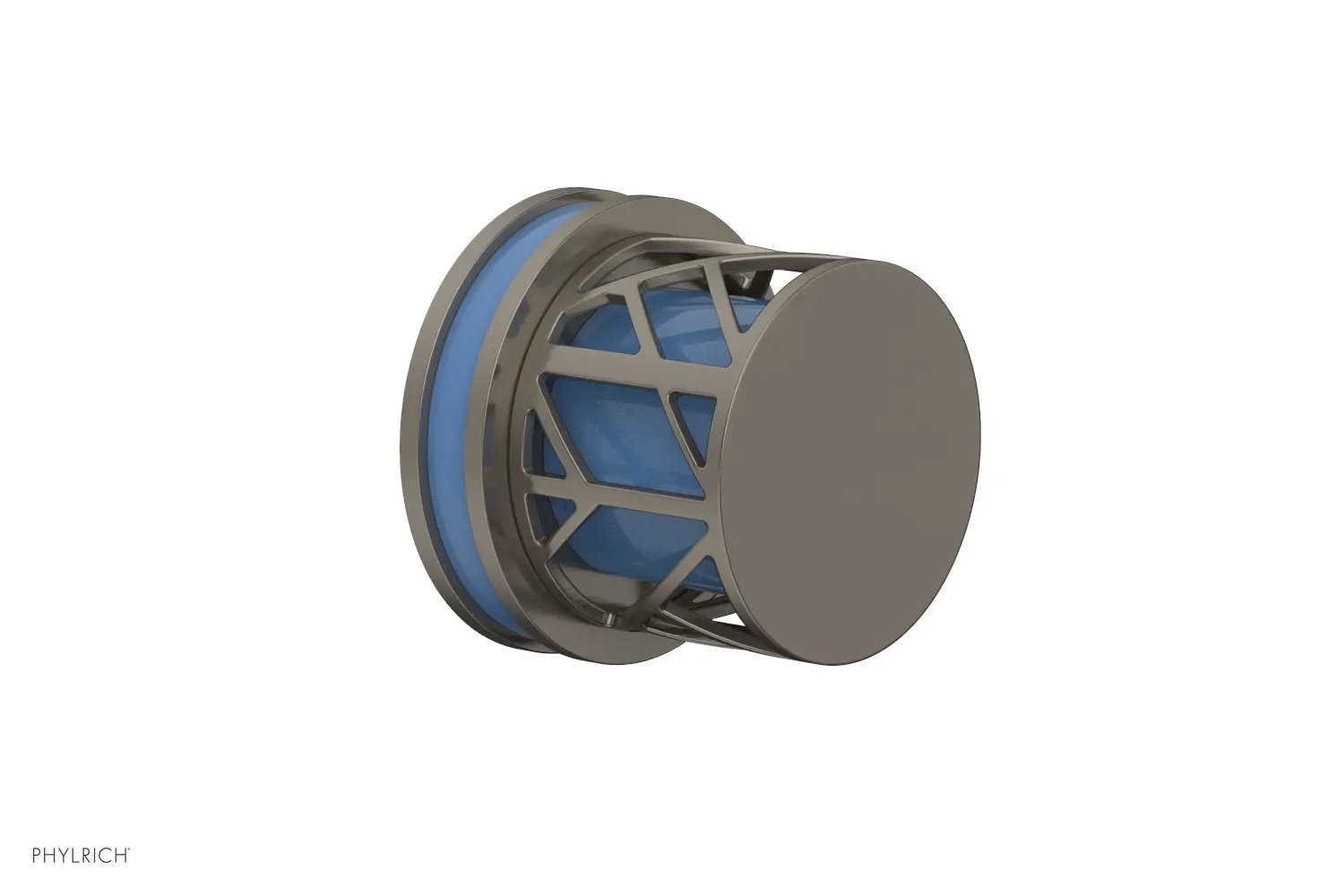 Phylrich JOLIE Volume Control/Diverter Trim - Round Handle with "Light Blue" Accents by Phylrich