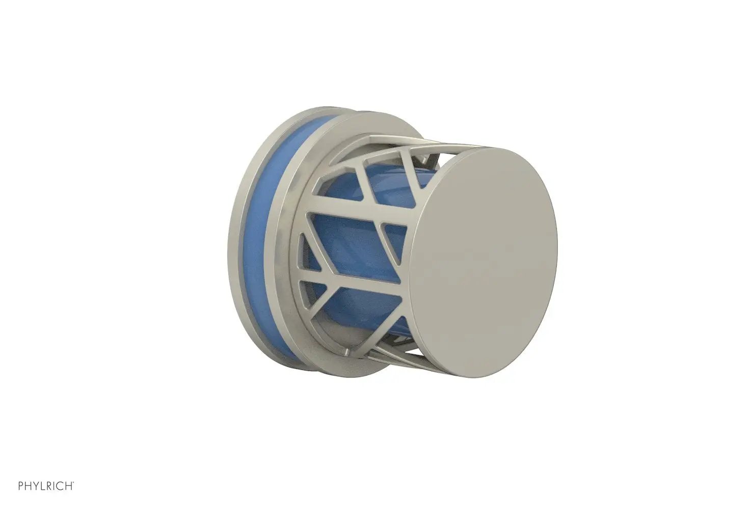 Phylrich JOLIE Volume Control/Diverter Trim - Round Handle with "Light Blue" Accents by Phylrich