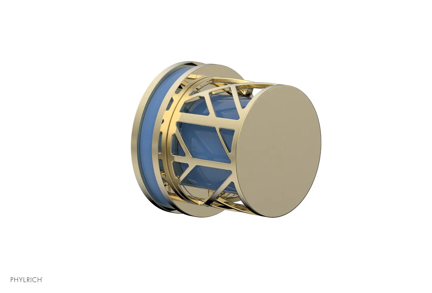 Phylrich JOLIE Volume Control/Diverter Trim - Round Handle with "Light Blue" Accents by Phylrich
