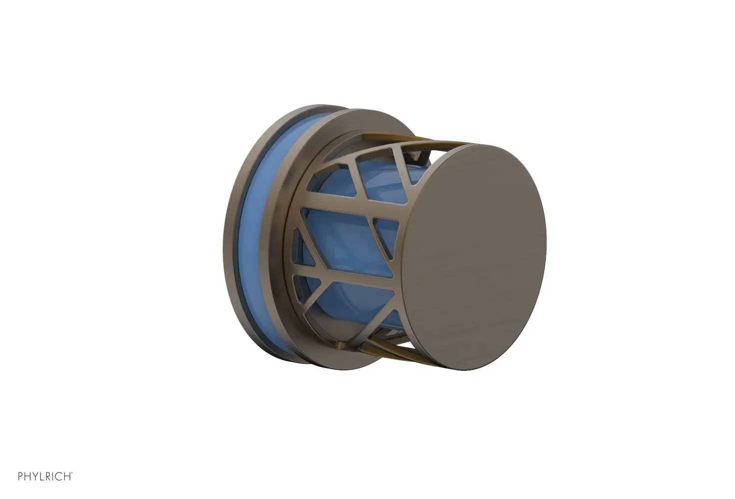 Phylrich JOLIE Volume Control/Diverter Trim - Round Handle with "Light Blue" Accents by Phylrich