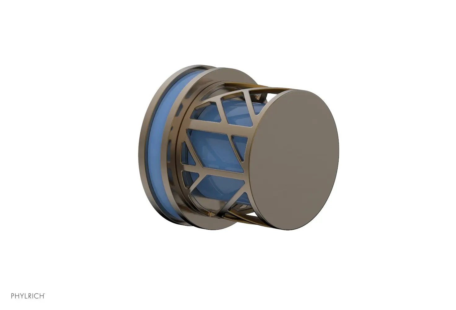Phylrich JOLIE Volume Control/Diverter Trim - Round Handle with "Light Blue" Accents by Phylrich