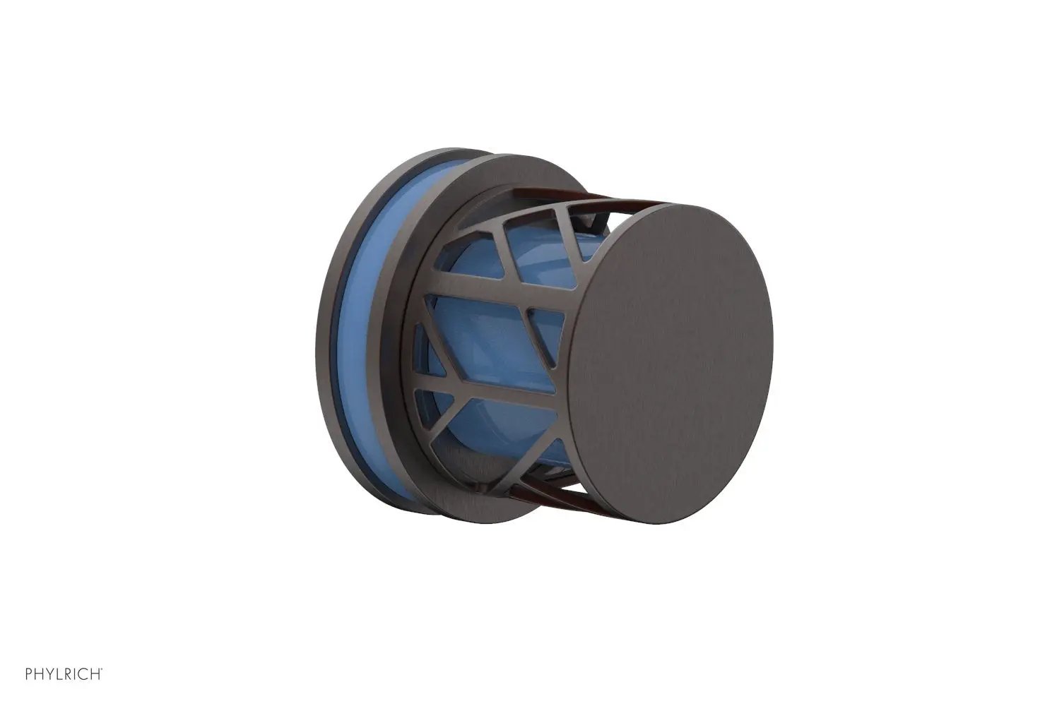 Phylrich JOLIE Volume Control/Diverter Trim - Round Handle with "Light Blue" Accents by Phylrich