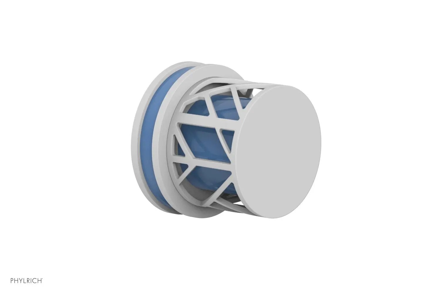Phylrich JOLIE Volume Control/Diverter Trim - Round Handle with "Light Blue" Accents by Phylrich