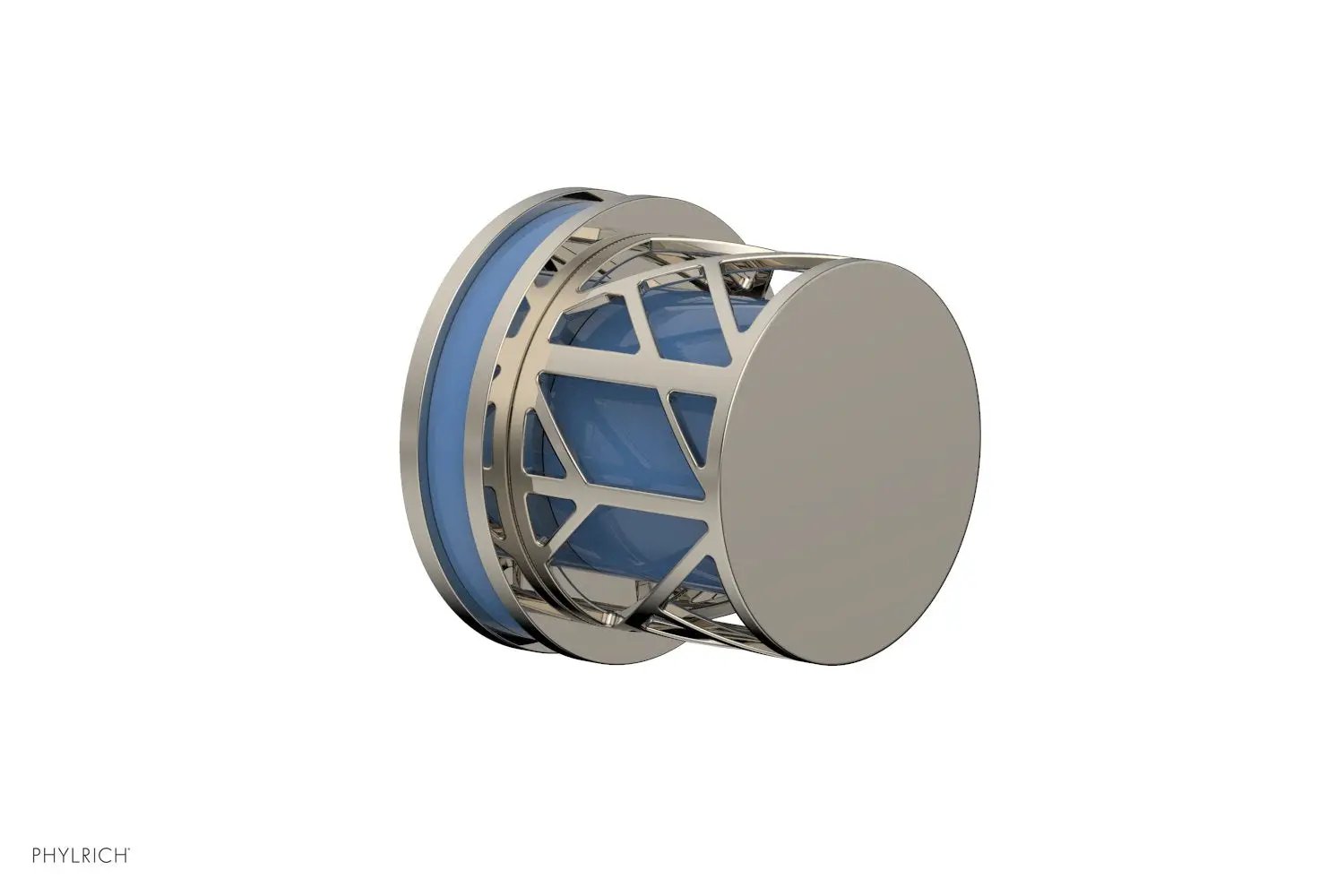 Phylrich JOLIE Volume Control/Diverter Trim - Round Handle with "Light Blue" Accents by Phylrich