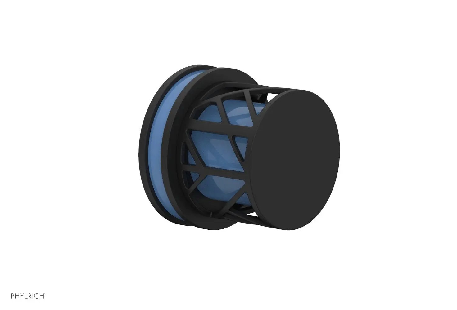 Phylrich JOLIE Volume Control/Diverter Trim - Round Handle with "Light Blue" Accents by Phylrich