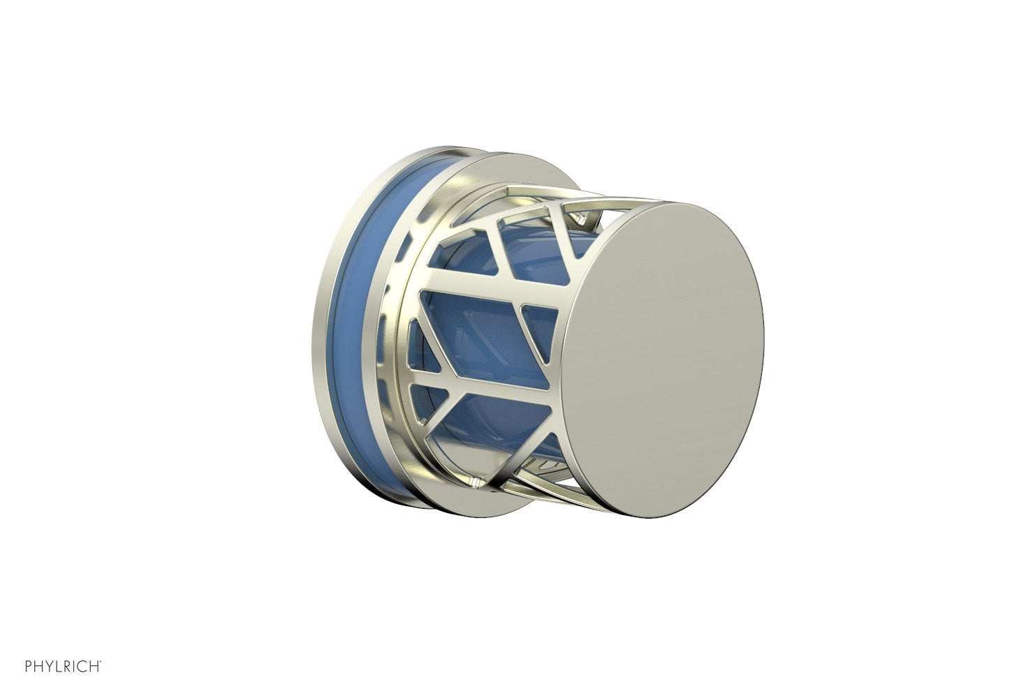 Phylrich JOLIE Volume Control/Diverter Trim - Round Handle with "Light Blue" Accents