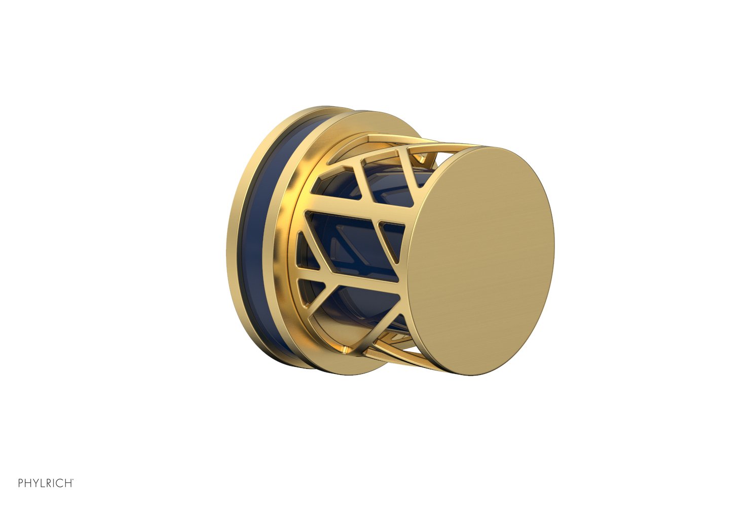 Phylrich JOLIE Volume Control/Diverter Trim - Round Handle with "Navy Blue" Accents