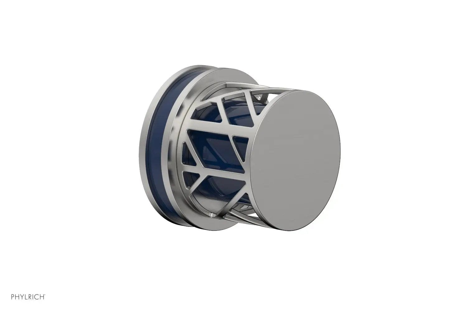 Phylrich JOLIE Volume Control/Diverter Trim - Round Handle with "Navy Blue" Accents by Phylrich