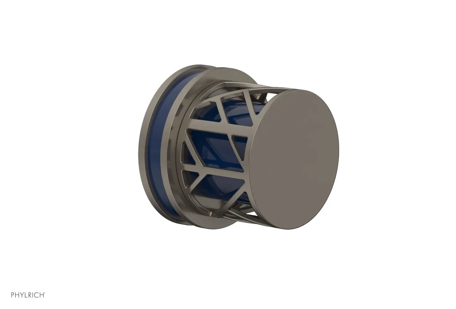 Phylrich JOLIE Volume Control/Diverter Trim - Round Handle with "Navy Blue" Accents by Phylrich