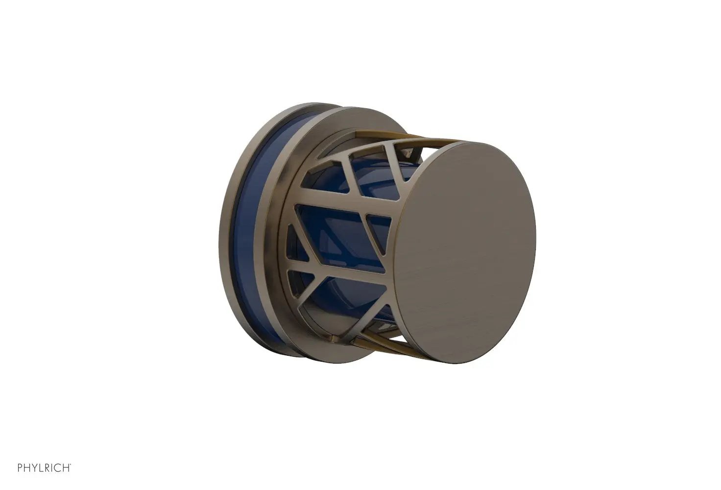 Phylrich JOLIE Volume Control/Diverter Trim - Round Handle with "Navy Blue" Accents by Phylrich