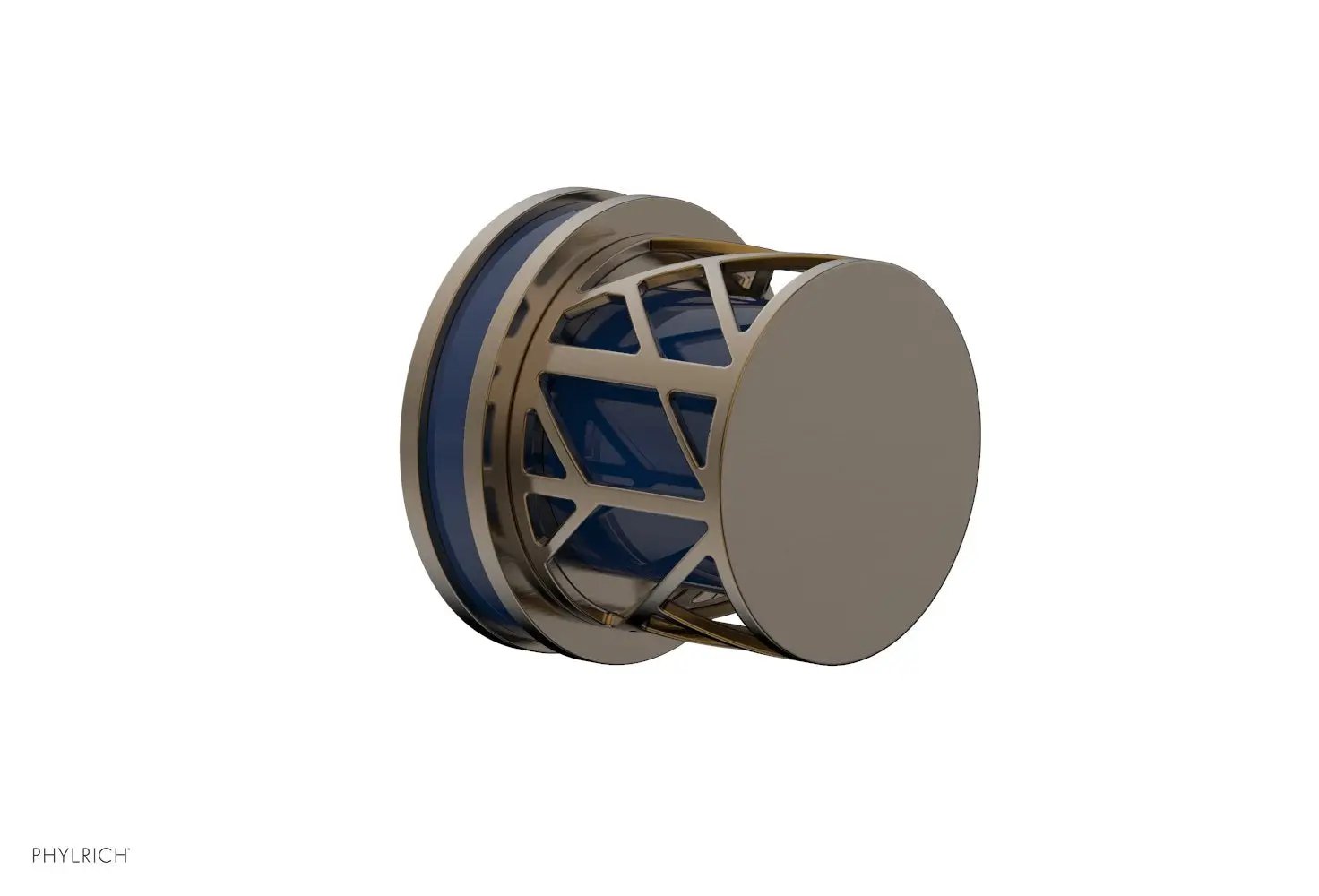 Phylrich JOLIE Volume Control/Diverter Trim - Round Handle with "Navy Blue" Accents by Phylrich