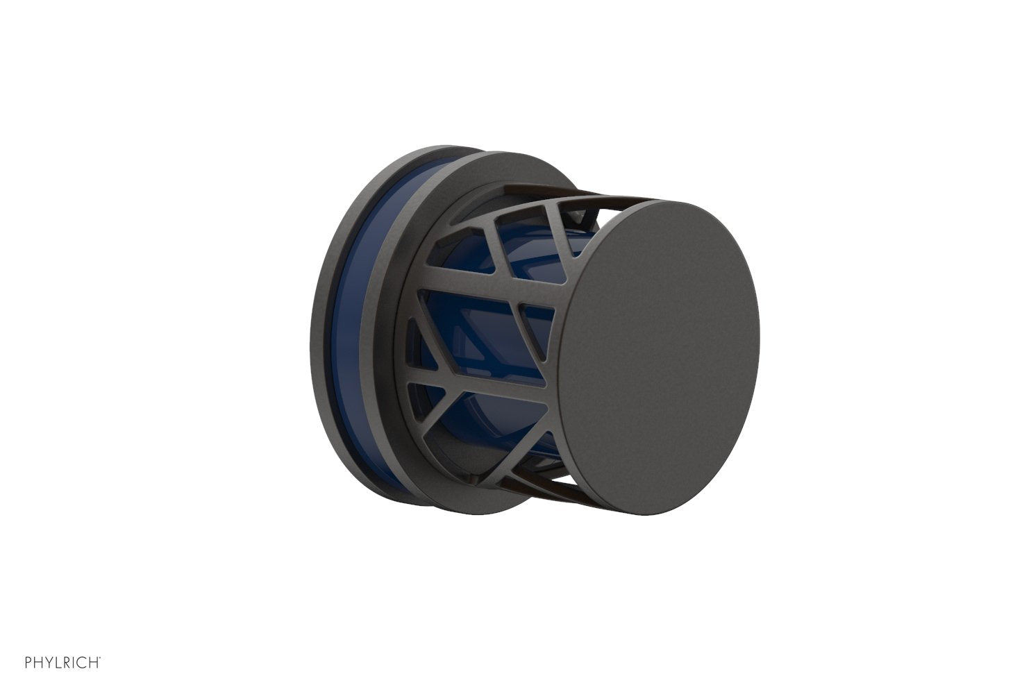 Phylrich JOLIE Volume Control/Diverter Trim - Round Handle with "Navy Blue" Accents