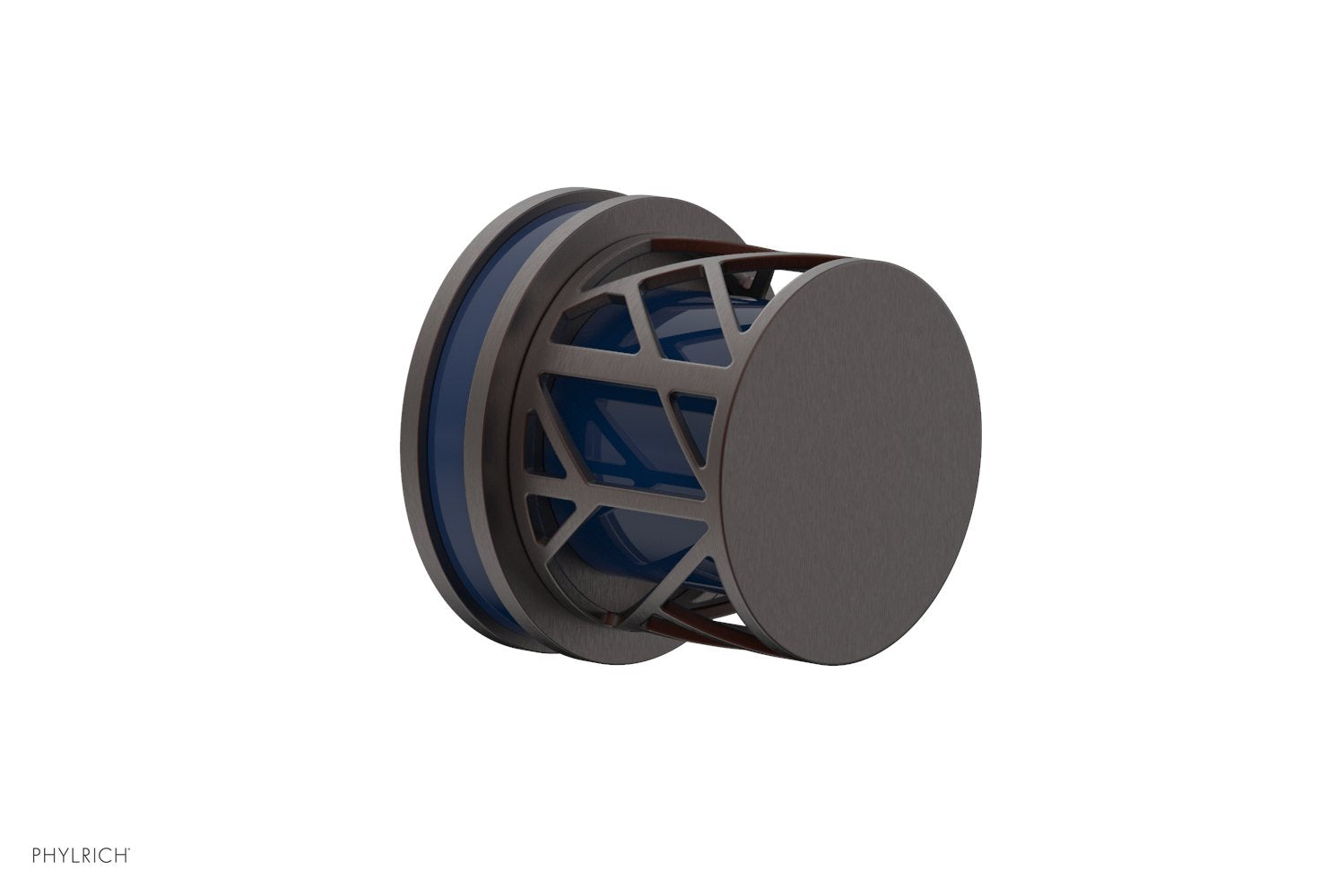 Phylrich JOLIE Volume Control/Diverter Trim - Round Handle with "Navy Blue" Accents