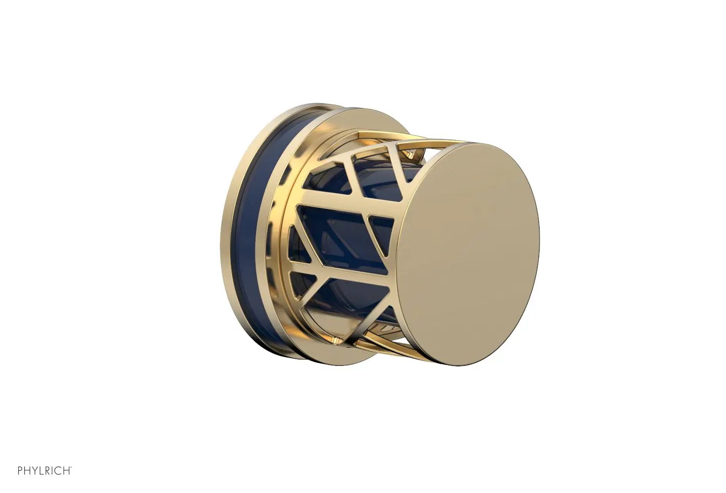 Phylrich JOLIE Volume Control/Diverter Trim - Round Handle with "Navy Blue" Accents by Phylrich