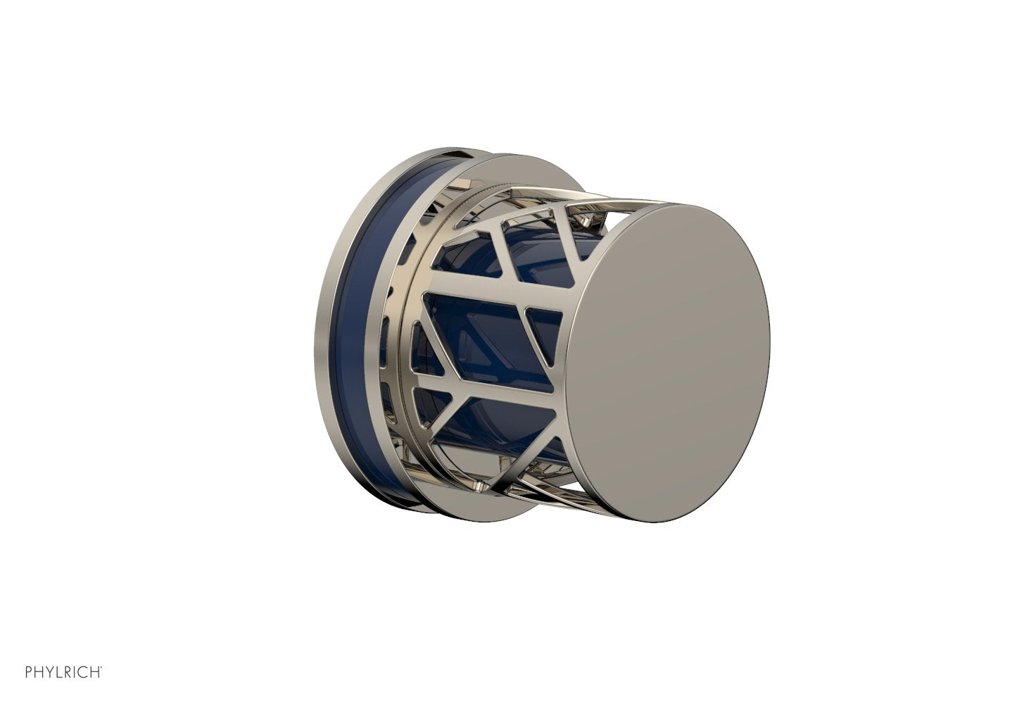 Phylrich JOLIE Volume Control/Diverter Trim - Round Handle with "Navy Blue" Accents