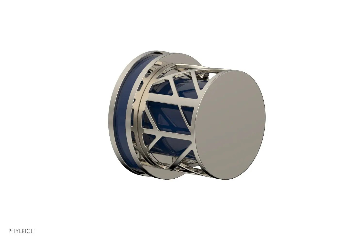 Phylrich JOLIE Volume Control/Diverter Trim - Round Handle with "Navy Blue" Accents by Phylrich