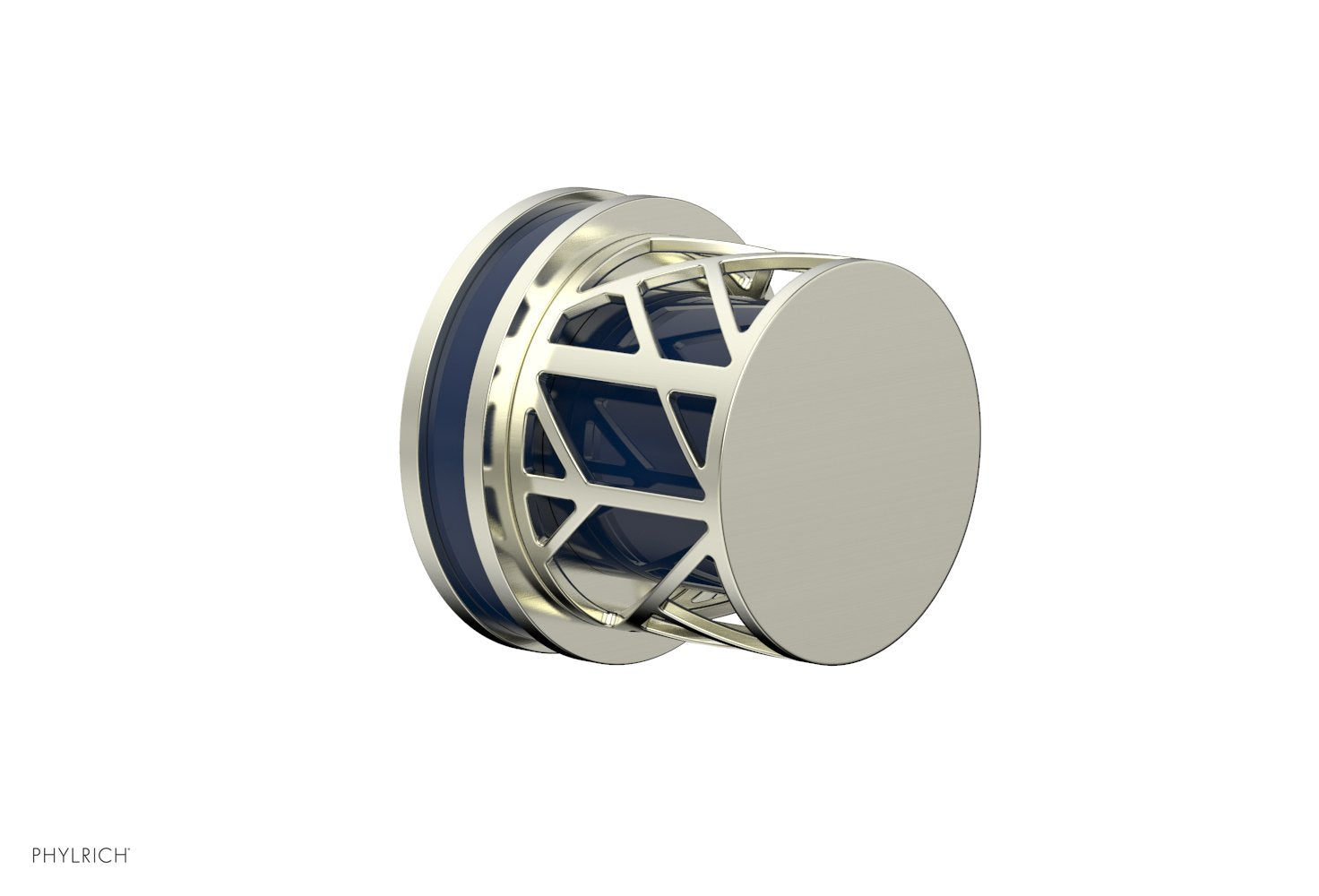Phylrich JOLIE Volume Control/Diverter Trim - Round Handle with "Navy Blue" Accents