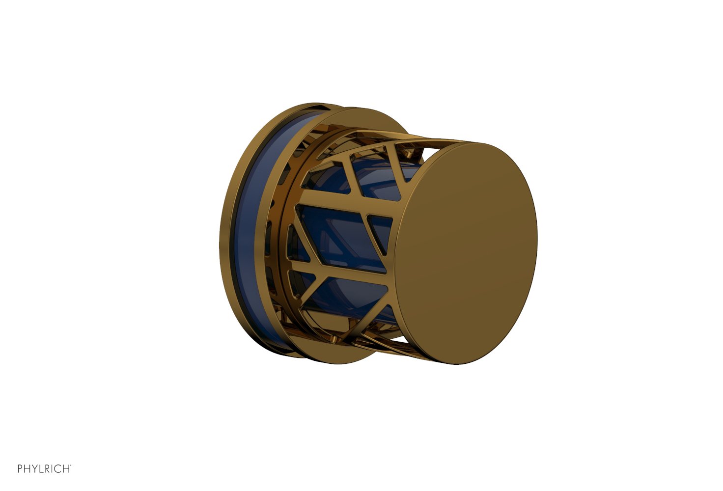 Phylrich JOLIE Volume Control/Diverter Trim - Round Handle with "Navy Blue" Accents