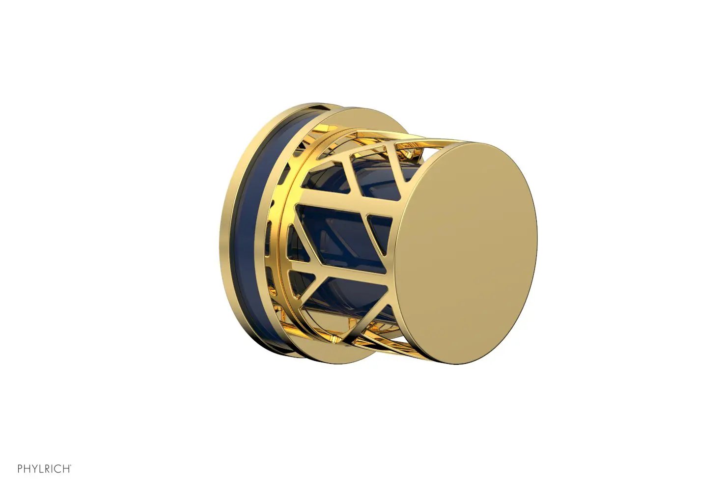 Phylrich JOLIE Volume Control/Diverter Trim - Round Handle with "Navy Blue" Accents by Phylrich