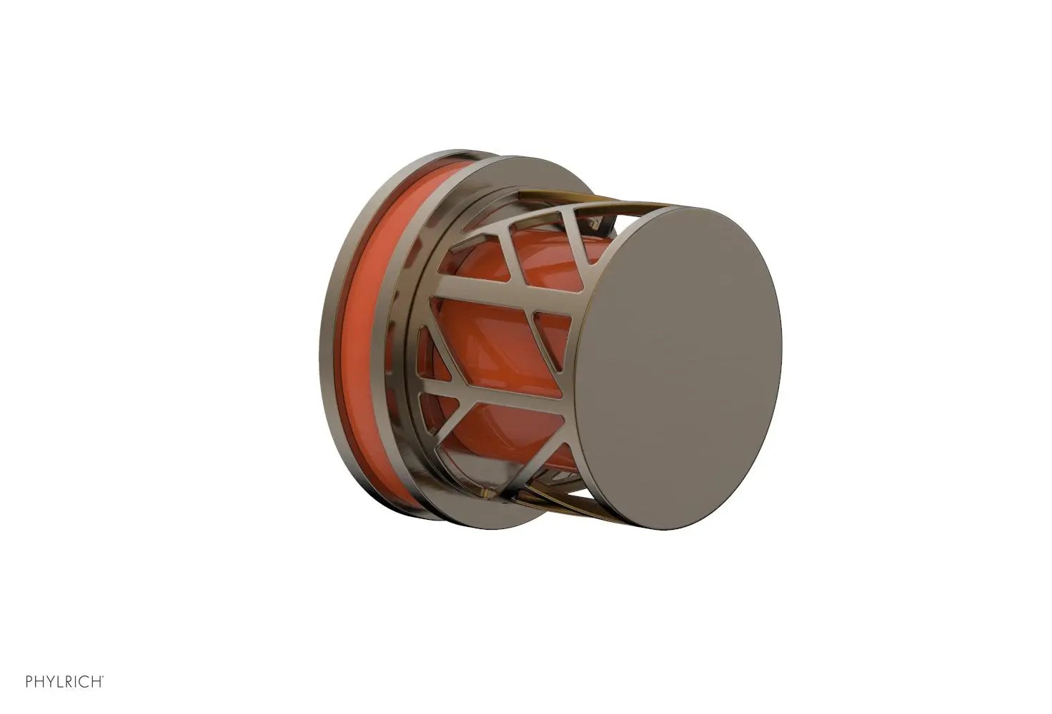 Phylrich JOLIE Volume Control/Diverter Trim - Round Handle with "Orange" Accents by Phylrich