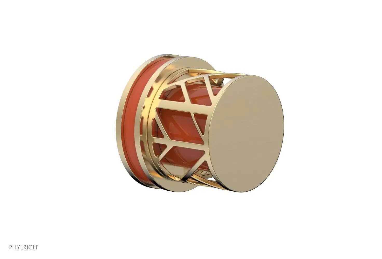 Phylrich JOLIE Volume Control/Diverter Trim - Round Handle with "Orange" Accents by Phylrich