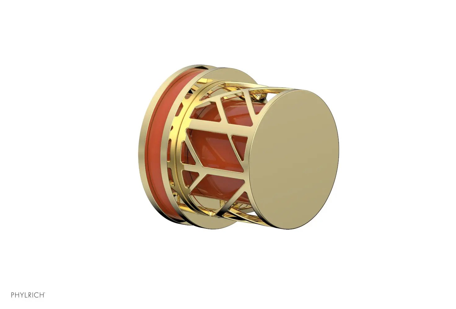 Phylrich JOLIE Volume Control/Diverter Trim - Round Handle with "Orange" Accents by Phylrich
