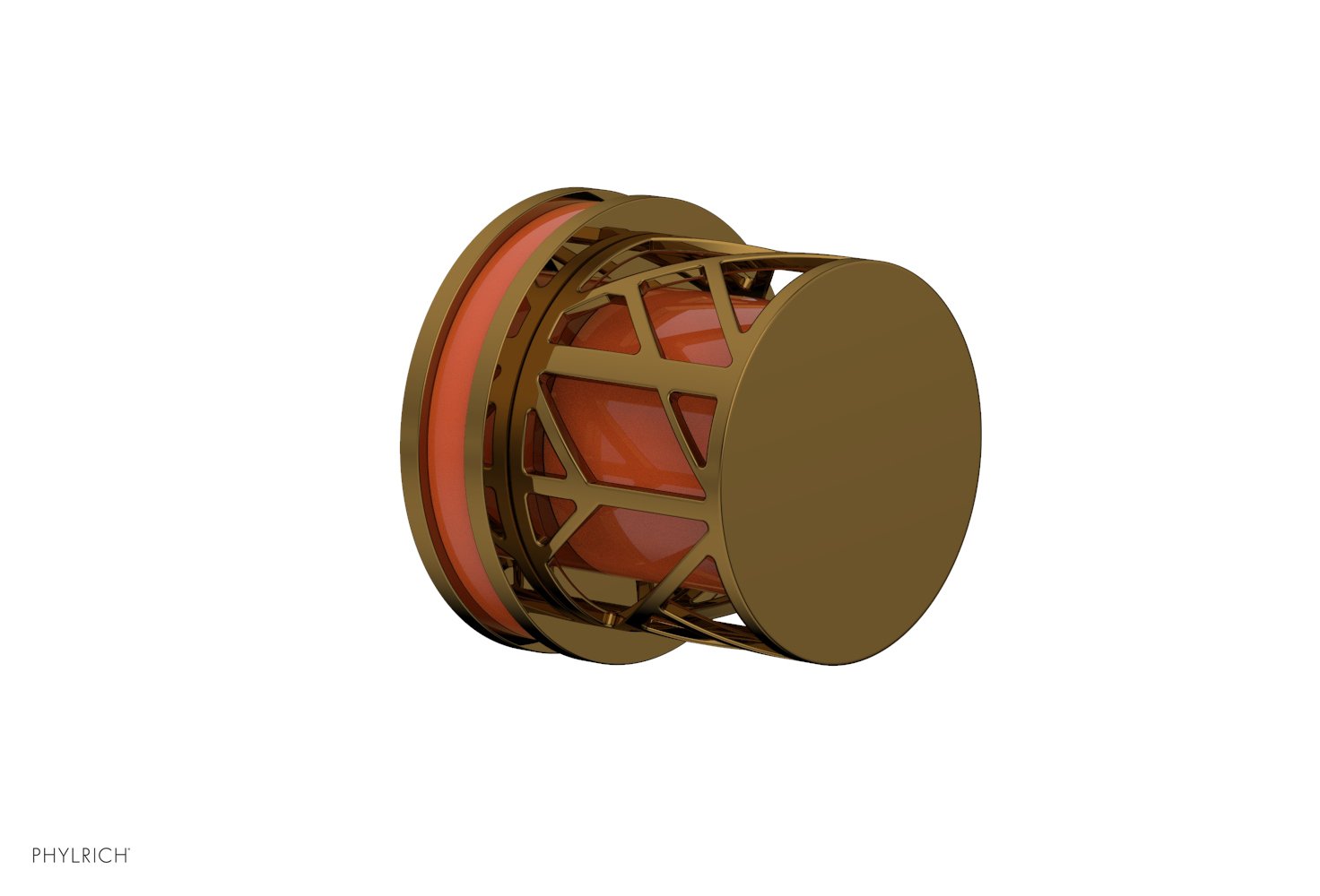 Phylrich JOLIE Volume Control/Diverter Trim - Round Handle with "Orange" Accents